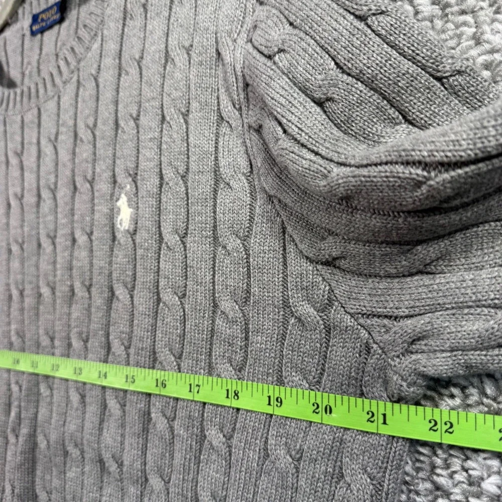 Polo Ralph Lauren Sweater Gray Cable Knit Crewneck Cotton Mens‎ XXL